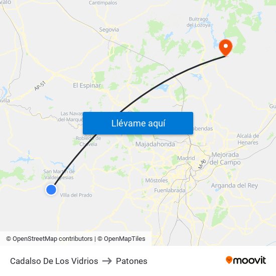 Cadalso De Los Vidrios to Patones map