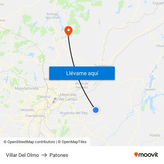 Villar Del Olmo to Patones map