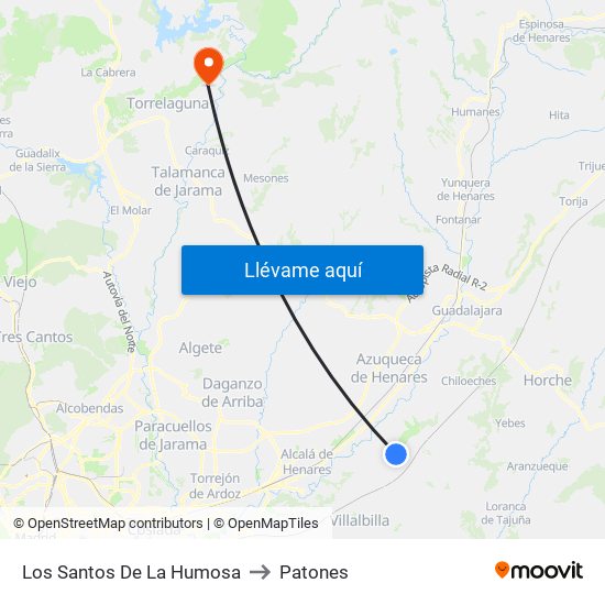 Los Santos De La Humosa to Patones map