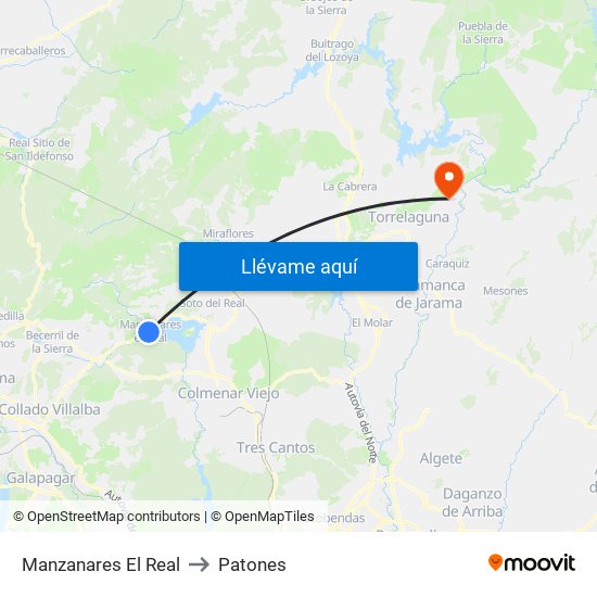 Manzanares El Real to Patones map