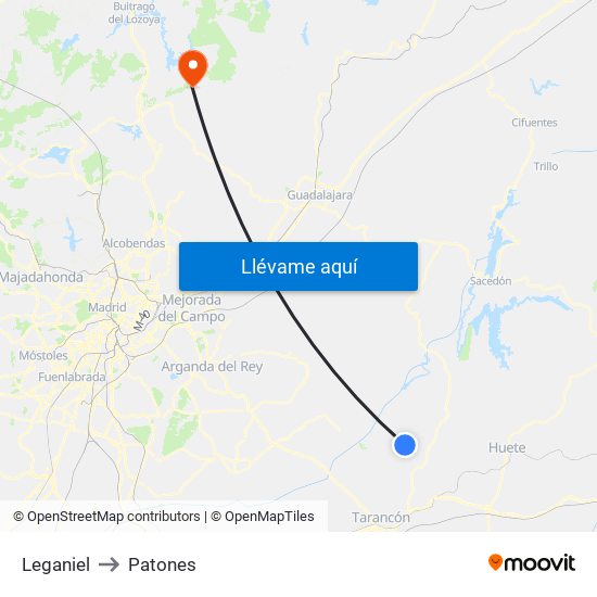 Leganiel to Patones map