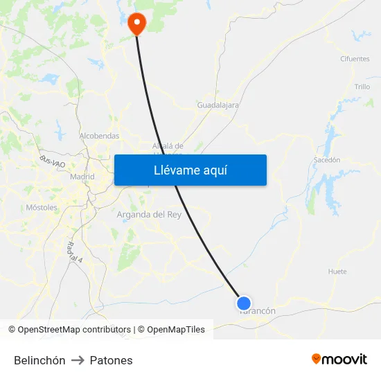 Belinchón to Patones map
