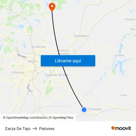 Zarza De Tajo to Patones map