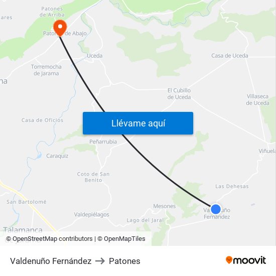 Valdenuño Fernández to Patones map