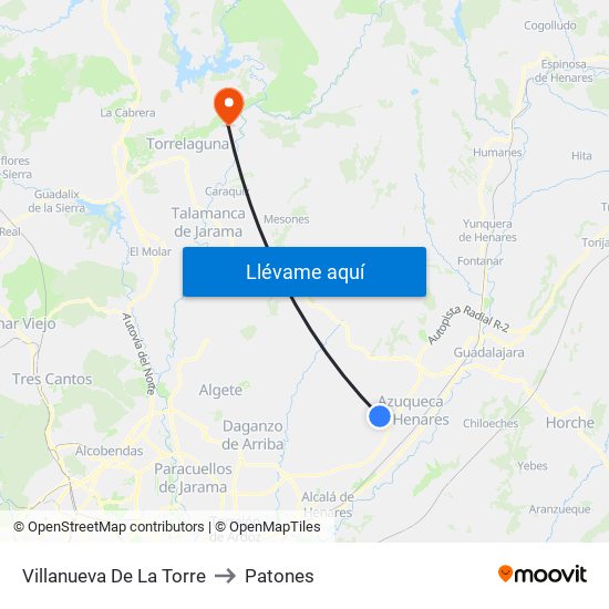 Villanueva De La Torre to Patones map