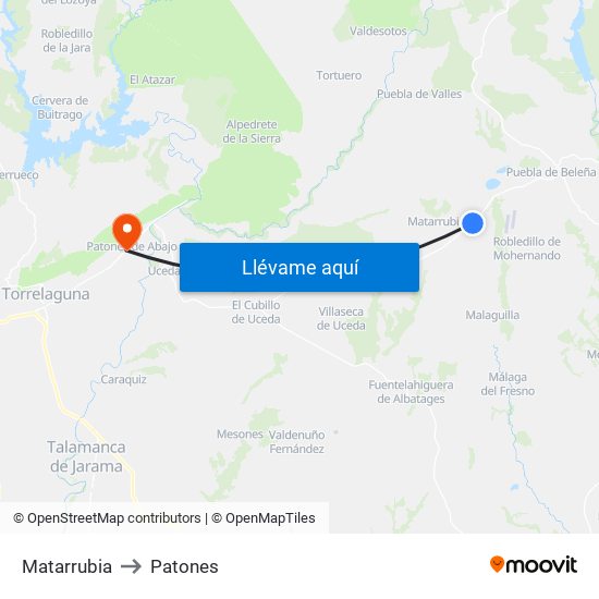 Matarrubia to Patones map