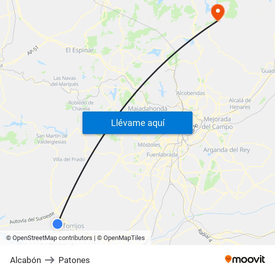 Alcabón to Patones map