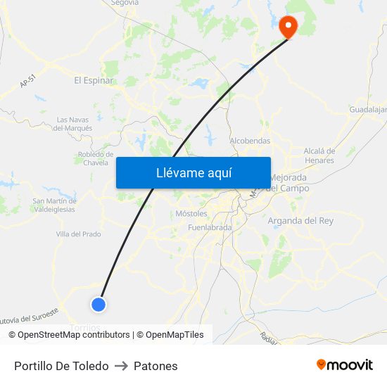Portillo De Toledo to Patones map