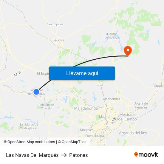 Las Navas Del Marqués to Patones map