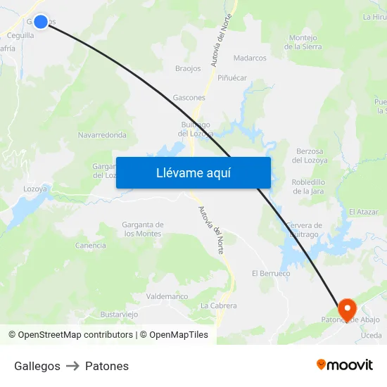 Gallegos to Patones map