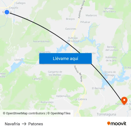 Navafría to Patones map