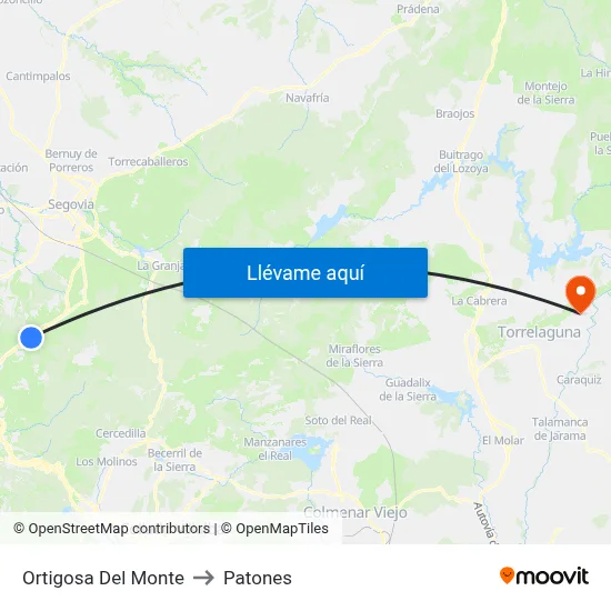 Ortigosa Del Monte to Patones map