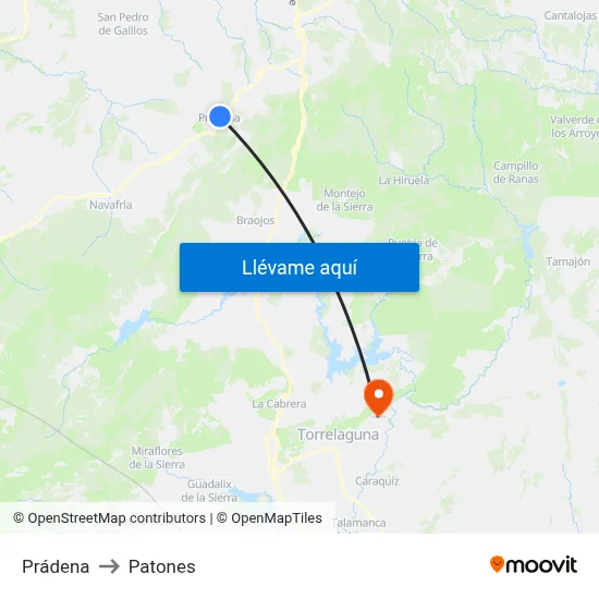Prádena to Patones map
