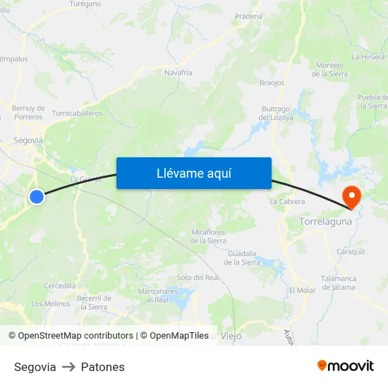 Segovia to Patones map