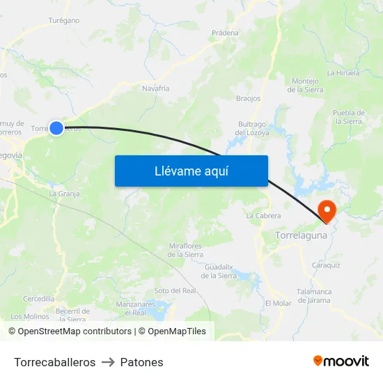 Torrecaballeros to Patones map