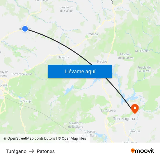 Turégano to Patones map