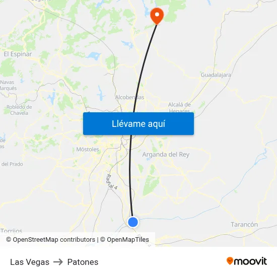 Las Vegas to Patones map