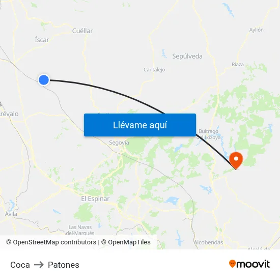Coca to Patones map