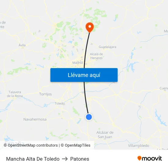 Mancha Alta De Toledo to Patones map