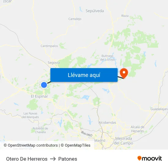 Otero De Herreros to Patones map