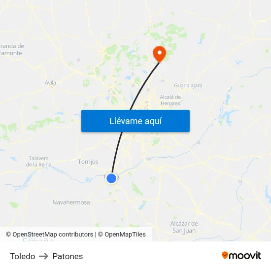 Toledo to Patones map
