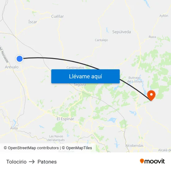Tolocirio to Patones map