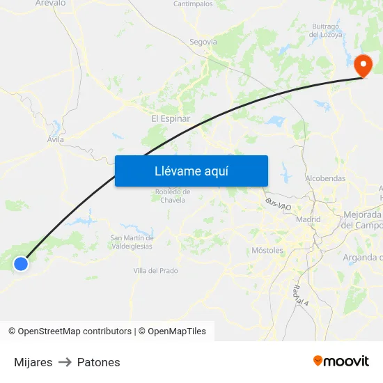Mijares to Patones map