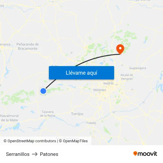 Serranillos to Patones map