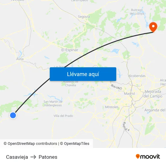 Casavieja to Patones map
