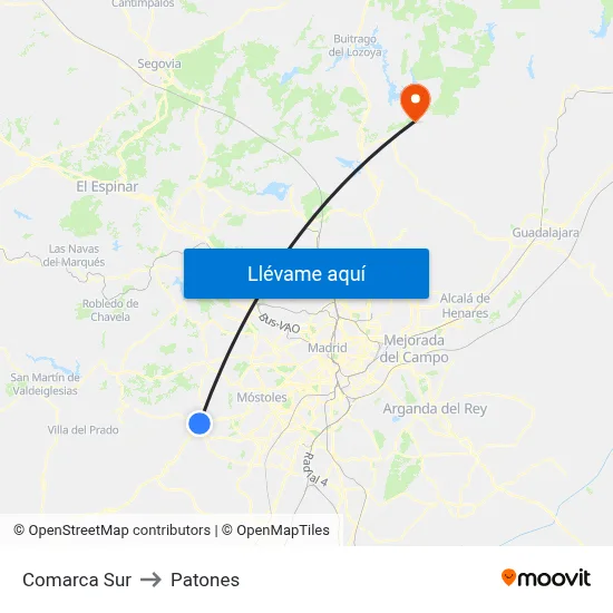 Comarca Sur to Patones map