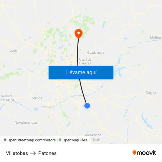 Villatobas to Patones map