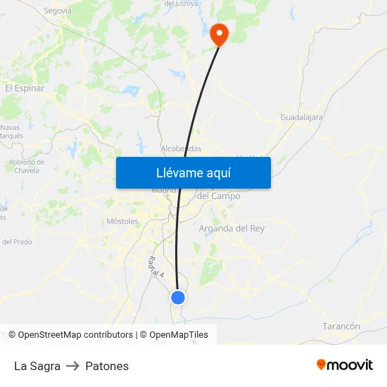 La Sagra to Patones map