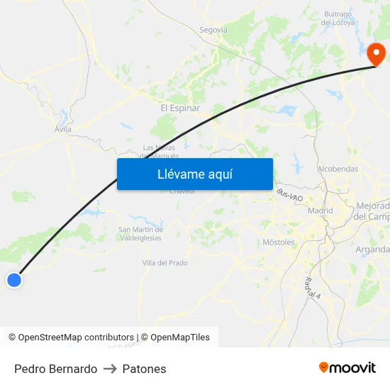 Pedro Bernardo to Patones map