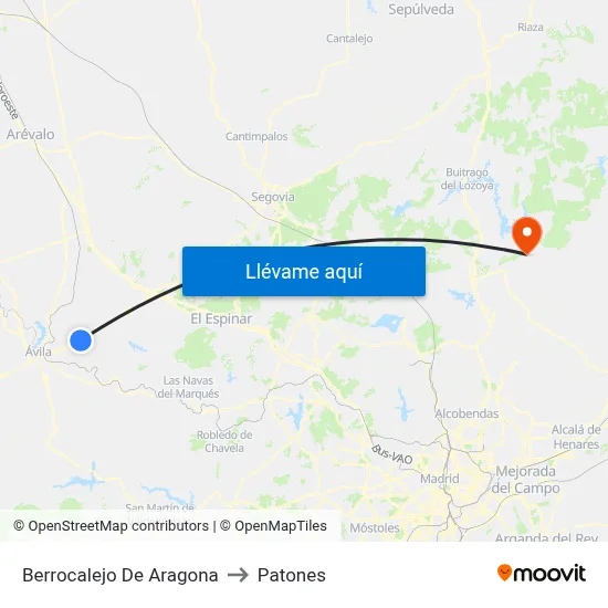 Berrocalejo De Aragona to Patones map