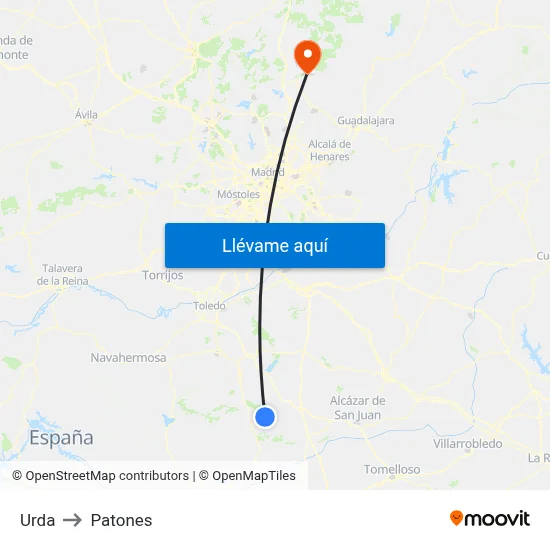 Urda to Patones map