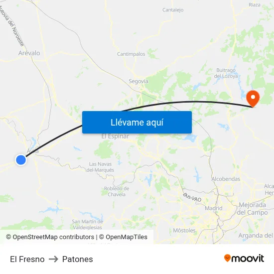El Fresno to Patones map