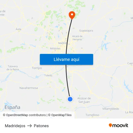 Madridejos to Patones map