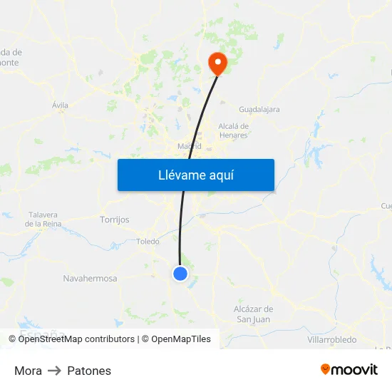 Mora to Patones map