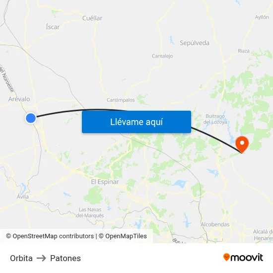 Orbita to Patones map