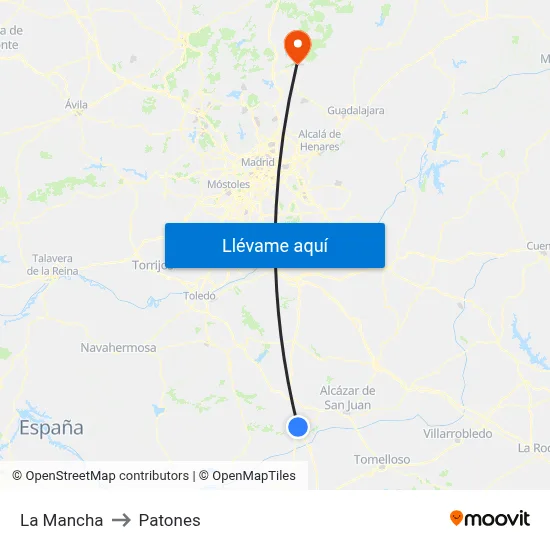 La Mancha to Patones map