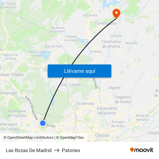 Las Rozas De Madrid to Patones map