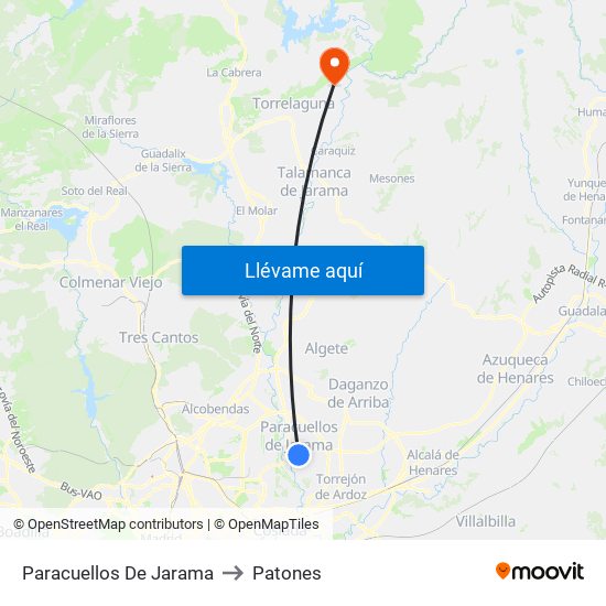 Paracuellos De Jarama to Patones map