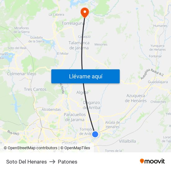 Soto Del Henares to Patones map