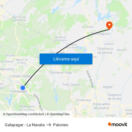 Galapagar - La Navata to Patones map