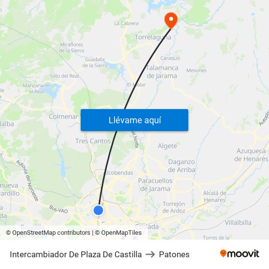Intercambiador De Plaza De Castilla to Patones map