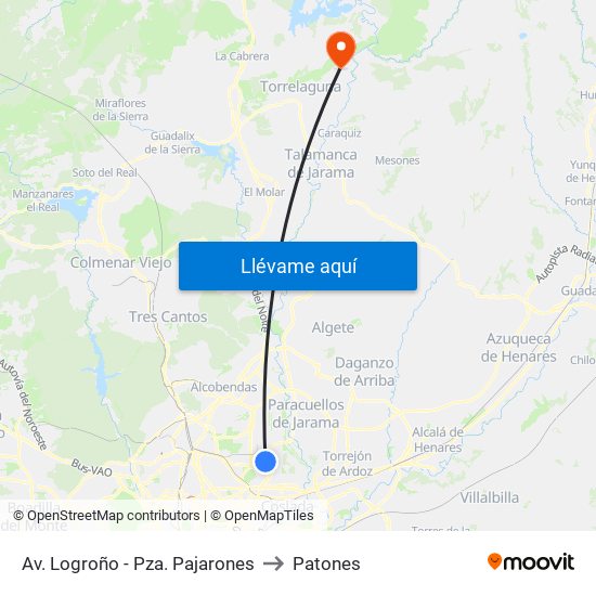 Av. Logroño - Pza. Pajarones to Patones map
