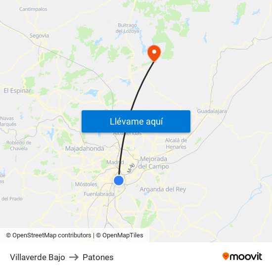Villaverde Bajo to Patones map