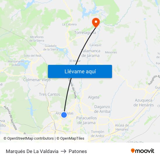 Marqués De La Valdavia to Patones map