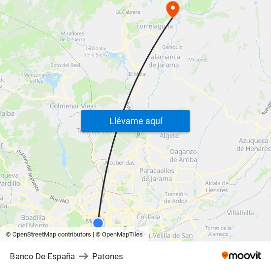 Banco De España to Patones map