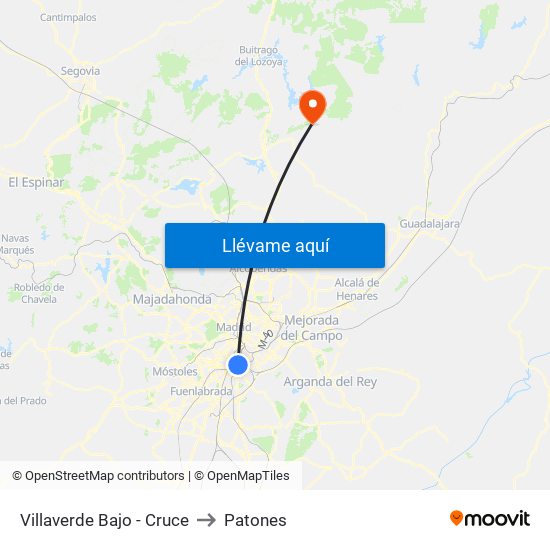 Villaverde Bajo - Cruce to Patones map